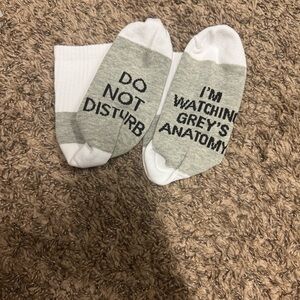 Socks: do not disturb I’m watching Grey’s Anatomy novelty socks. NWT